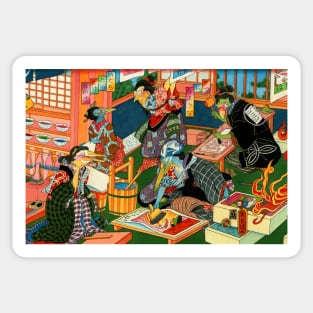 Ukiyo-e Re-Mix Series/ Revenge of the Tori (crop) Sticker